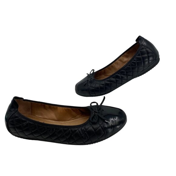 Josef Seibel Black Leather Flats with Bow Accent | Size 9 - Picture 4 of 7